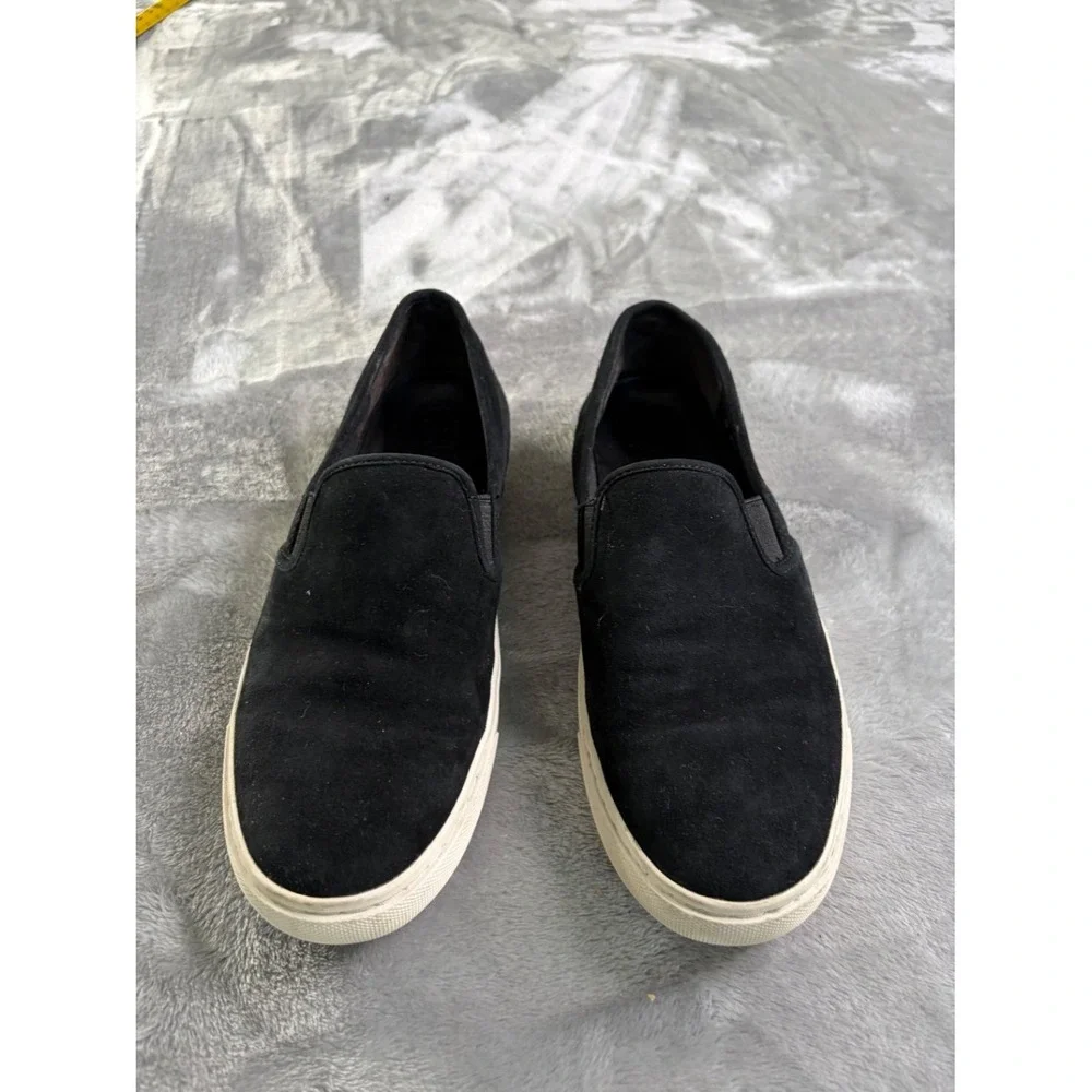 Tory Burch TRVL LITE Women's Size 8M Black Suede Slip On Sneakers Gold Logo Low
